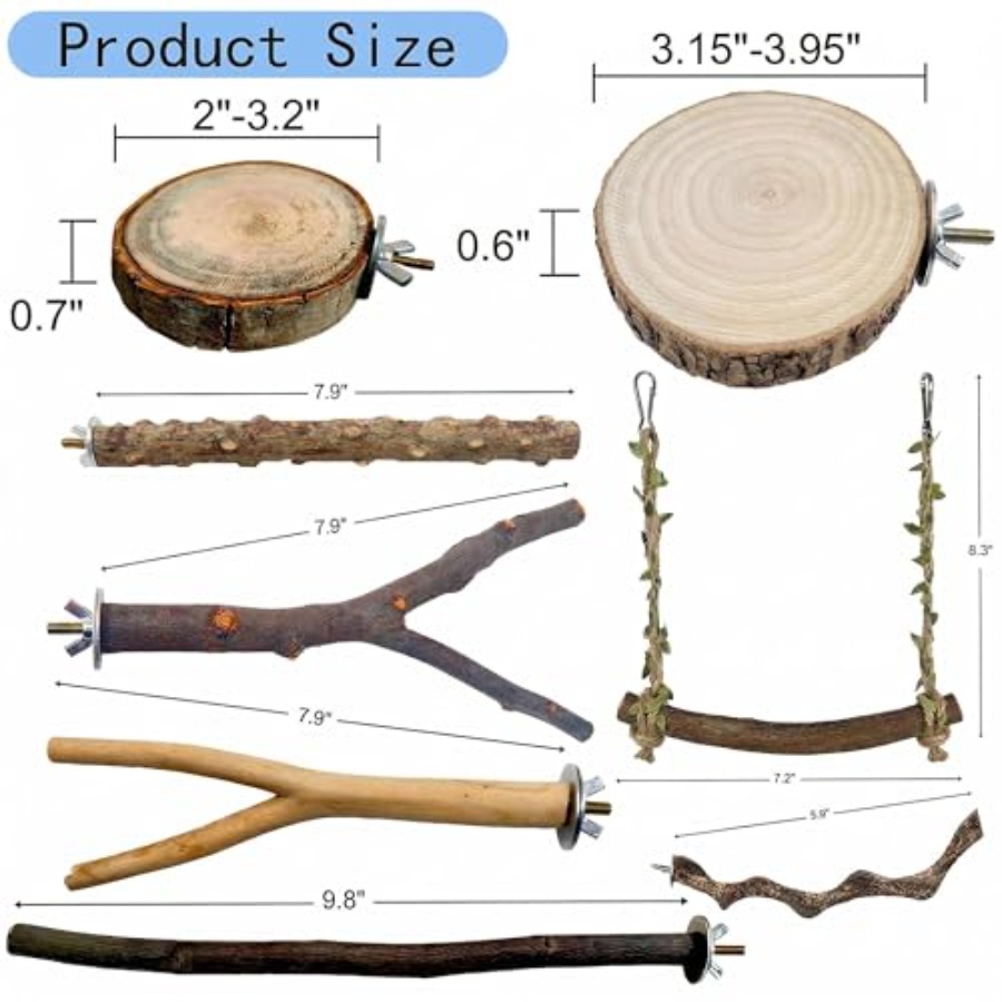 8PCS natural wood bird perches - Health & Wellness Farmacia Inc ulasan dan harga